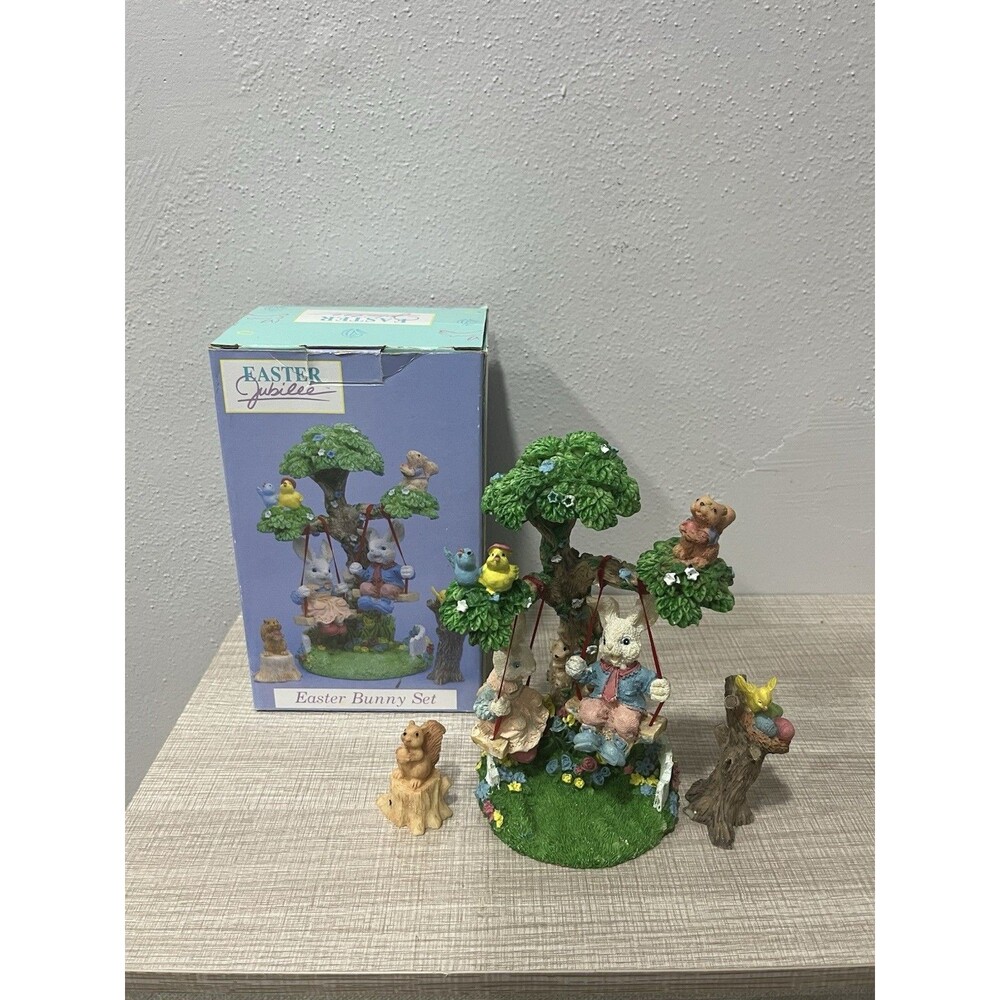 Vintage 1990’s Kmart Easter Jubilee 3 Piece Bunny Family Set Complete W/Box